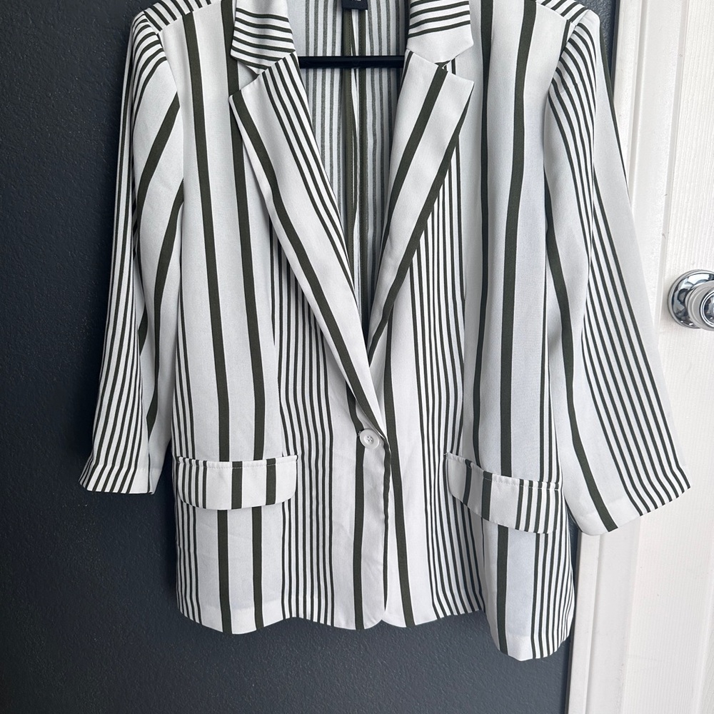 Striped Black and White Women's Blazer